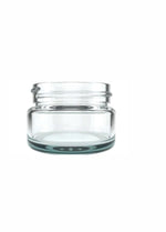 1 oz clear glass cannabis flower jar with 57mm child resistant lids by MSN Packaging.com