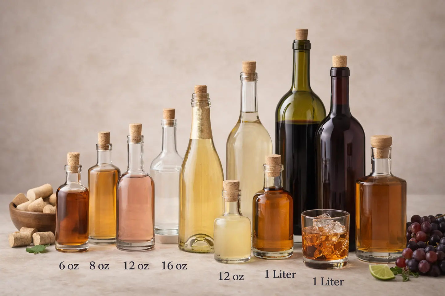 Wholesale Wine & Spirits Bottles with Corks | Glass Bottles in Multiple Sizes MSN Packaging Inc.