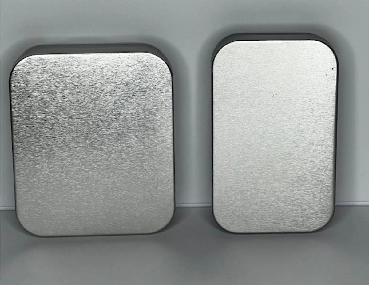 Flip tin inside with insert for Child resistant cannabis edibles and pre roll tins. square or rectangular