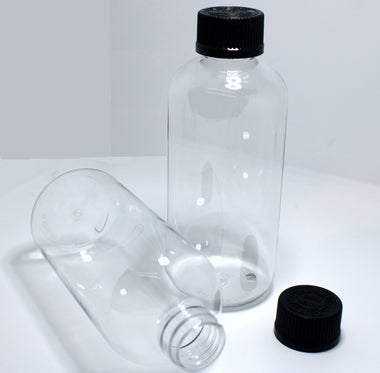 Clear PET Recyclable Plastic Cannabis Drink Bottles with Child Resistant Lids 8oz - 5000 - MSN Packaging LLC
