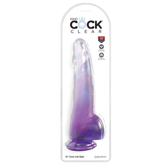 PD5761-12 King Cock Clear with Balls-Purple 10" MSN Packaging Inc.