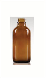 Glass Boston Round Cannabis Drink Bottles with Child Resistant Lids 4oz, 8oz and 16oz - MSN Packaging Inc.