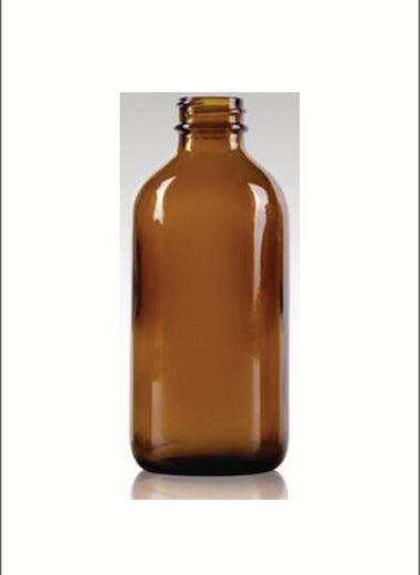 Glass Boston Round Cannabis Drink Bottles with Child Resistant Lids 4oz, 8oz and 16oz by MSN Packaging Inc