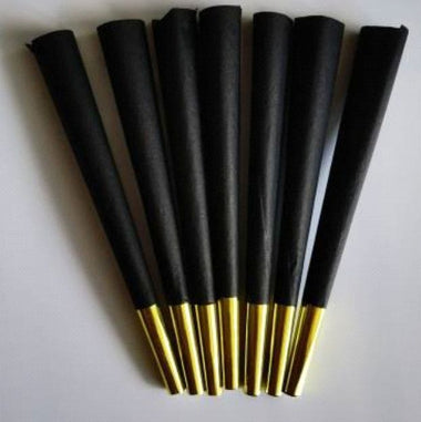 custom Raw cones black with gold tips for pre-rolls king size