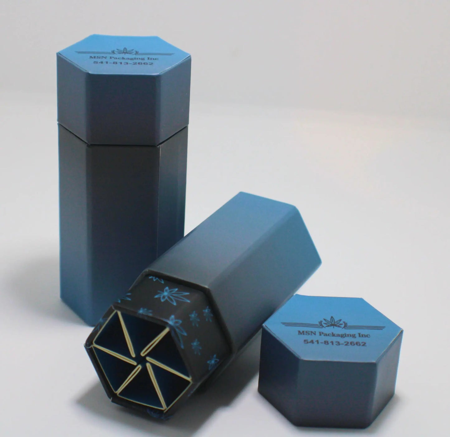 Standing Hexagon Pre-Roll box for 5 multi pack cannabis blunts