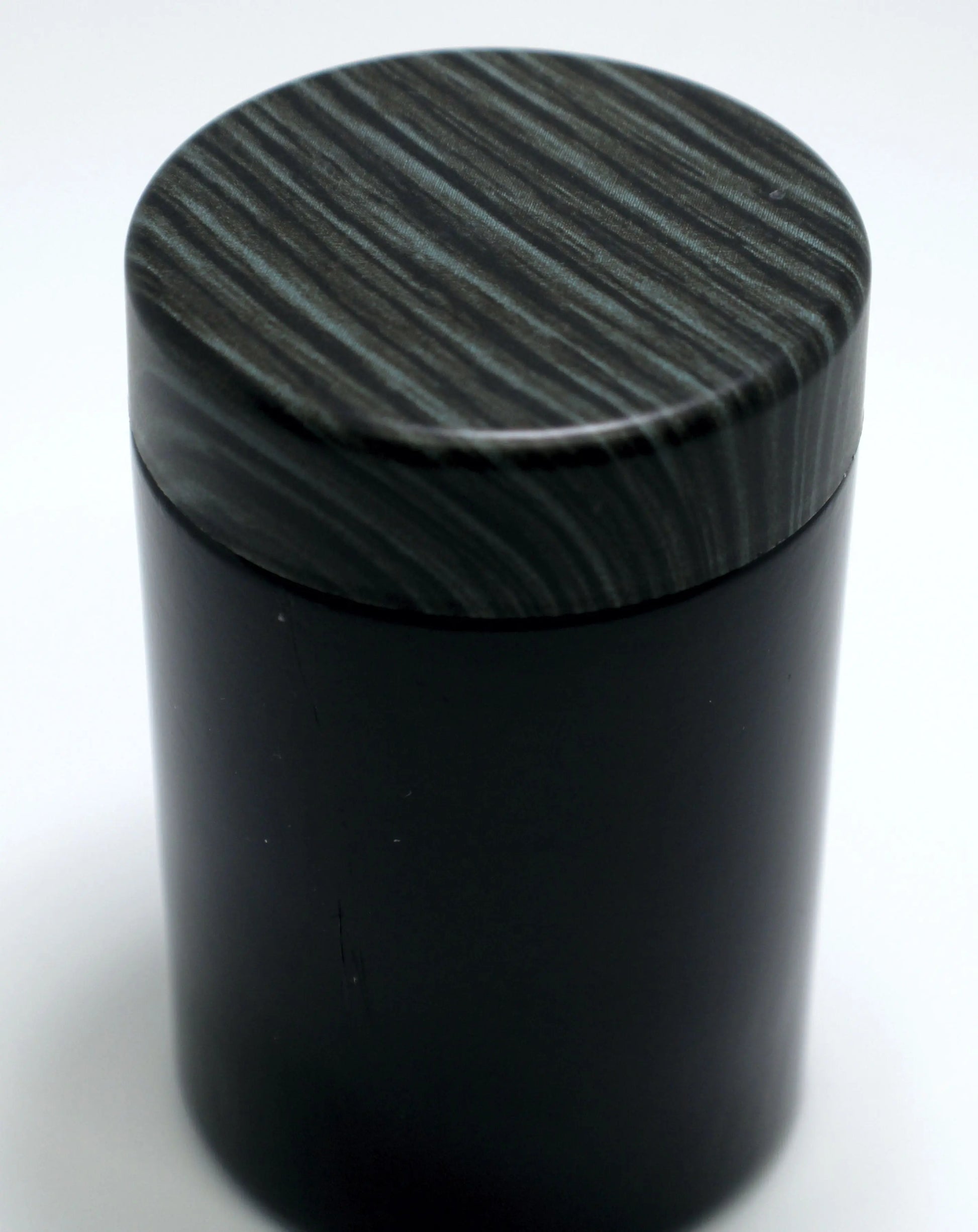 Blue and black lid and black jar for cannabis flower jars 3 oz clear glass cannabis flower jar with child-resistant lid